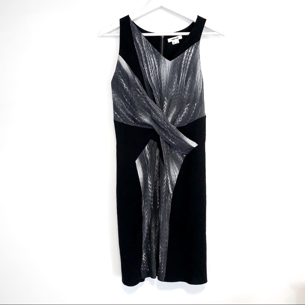 Helmut Lang Vertebrae Print silk sheath dress size 2